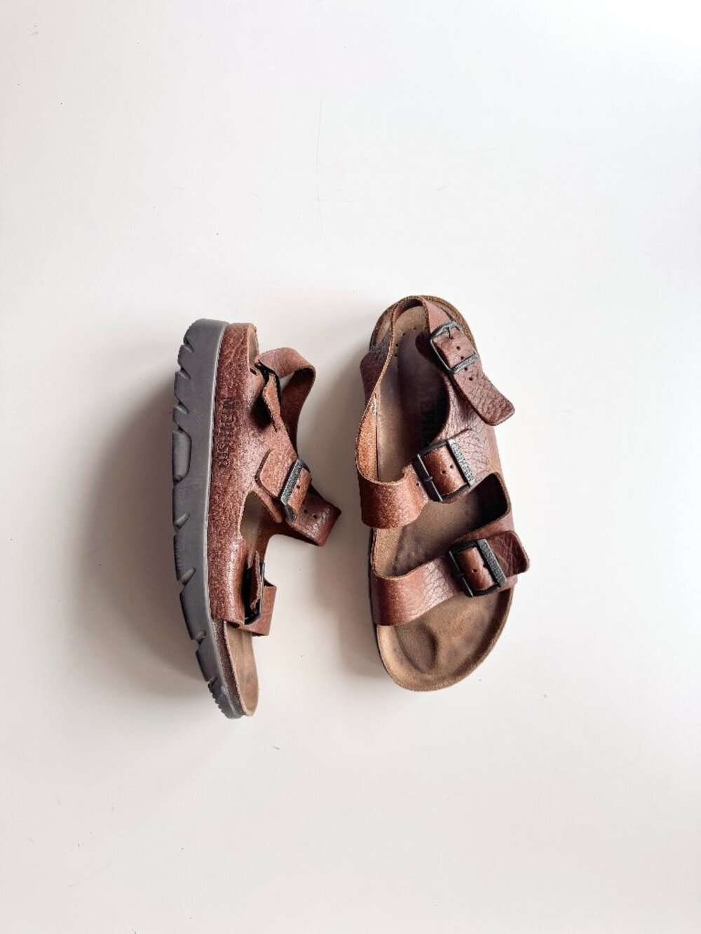 MEPHISTO Zeus Tan Leather Double Strap Slingback Walking Sandals, Size 43